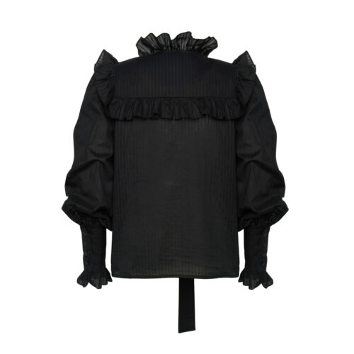 Alternative view of #102 Kate's Ruffle Bow Blouse (Black Stripe)