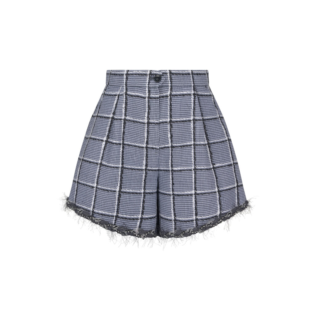 #105.1 Double Button Check Tweeds Shorts