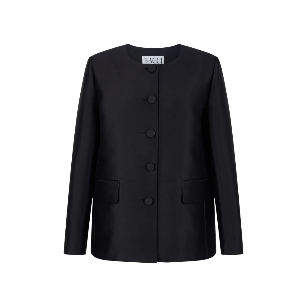 #114 Mikado Wool Silk Jacket (Black)