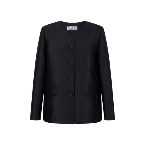 #114 Mikado Wool Silk Jacket (Black)