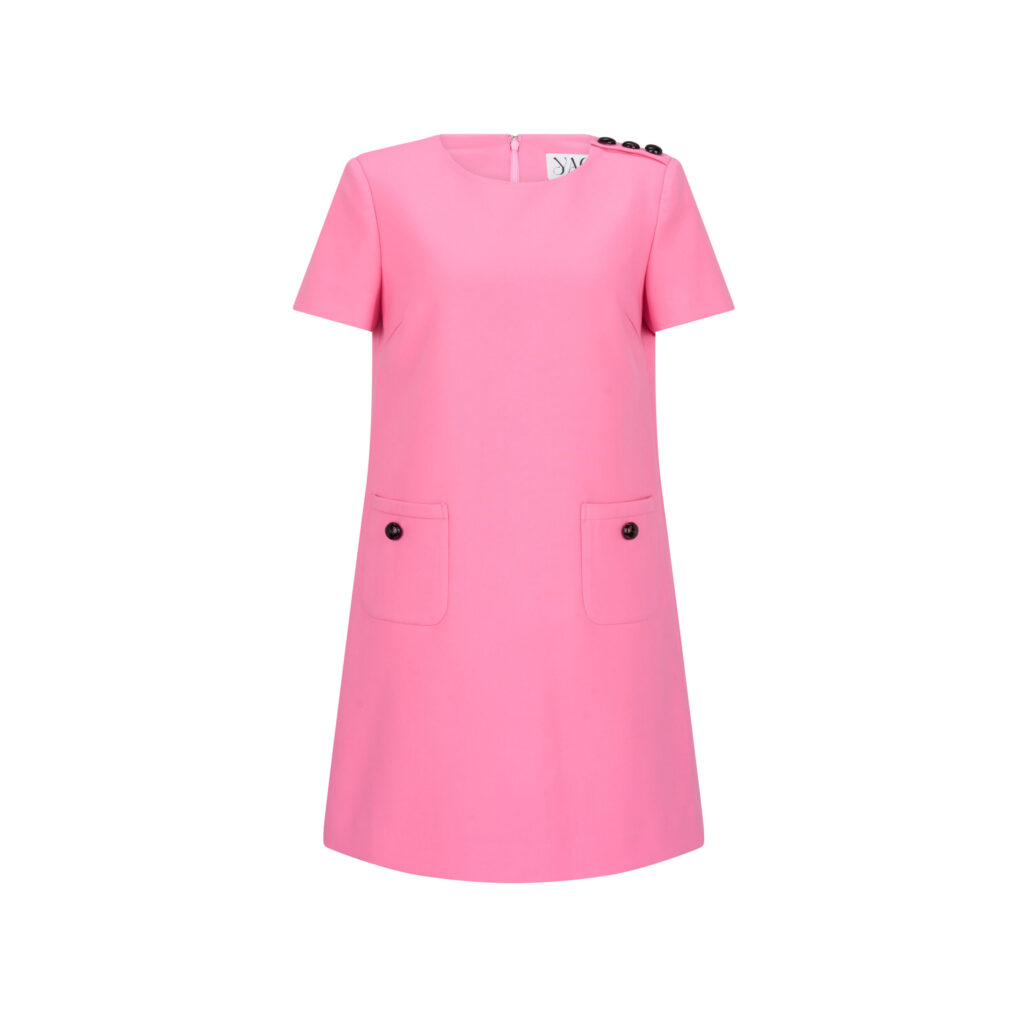#117 Kate Button Dress (Flamingo)
