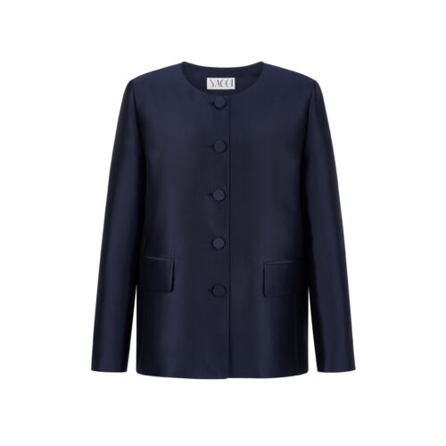 #114.1 Mikado Wool Silk Jacket (Navy)