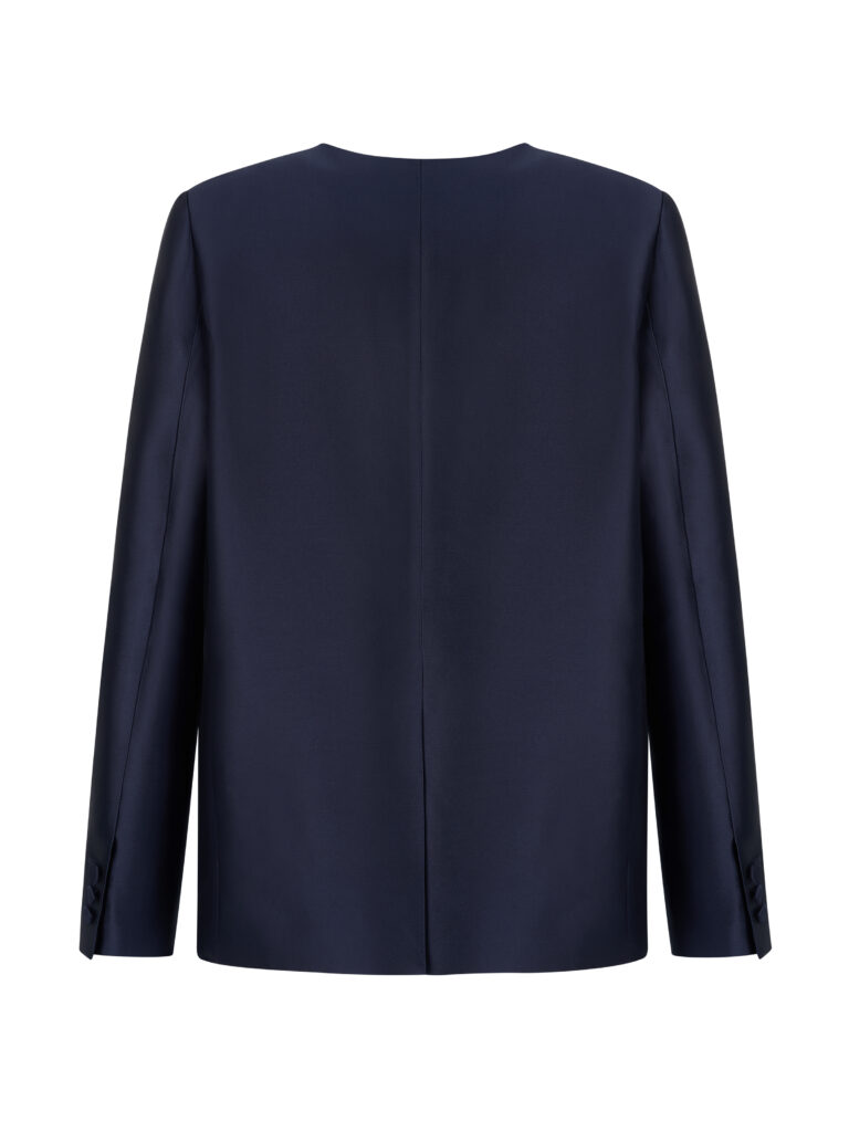 #114.1 Mikado Wool Silk Jacket (Navy)