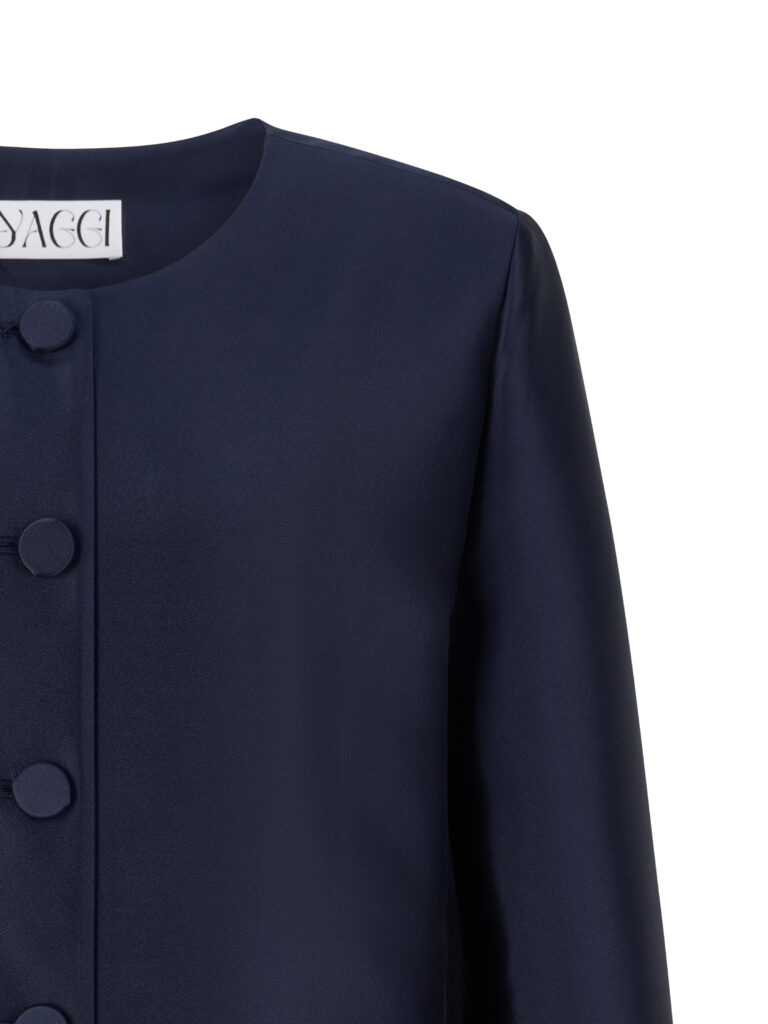 #114.1 Mikado Wool Silk Jacket (Navy)