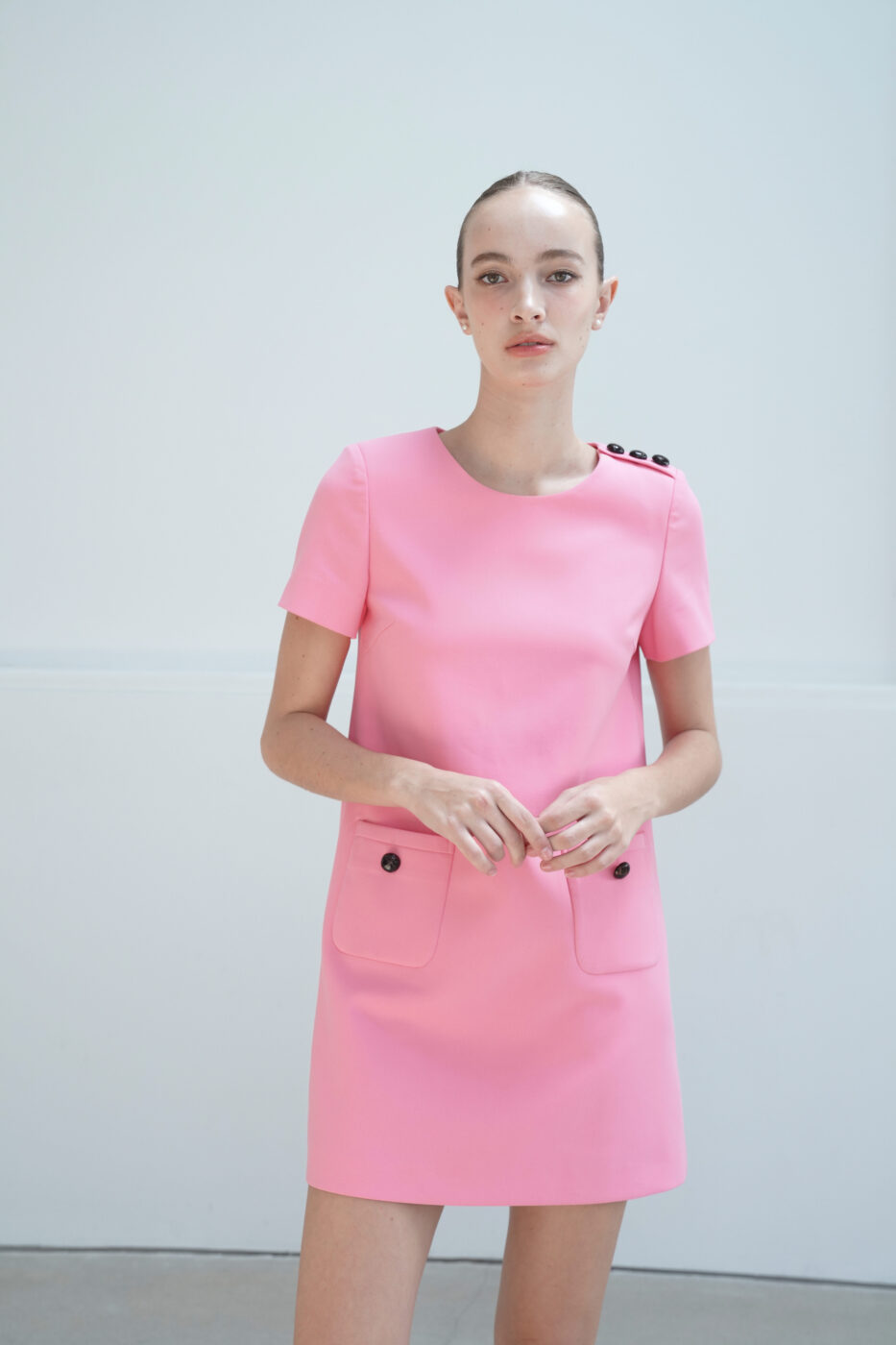 #117 Kate Button Dress (Flamingo)