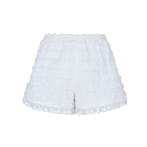 Alternative view of #124.1 Lace Trim Jacquard Shorts (White)