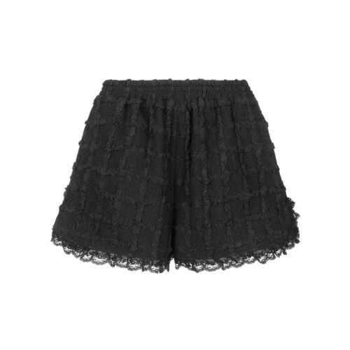 #124 Lace Trim Jacquard Shorts (Black)