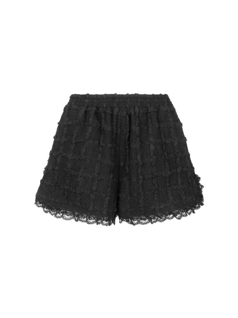 #124 Lace Trim Jacquard Shorts (Black)