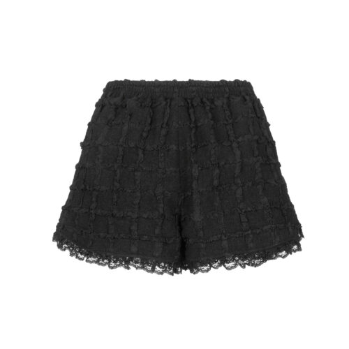 Alternative view of #124 Lace Trim Jacquard Shorts (Black)