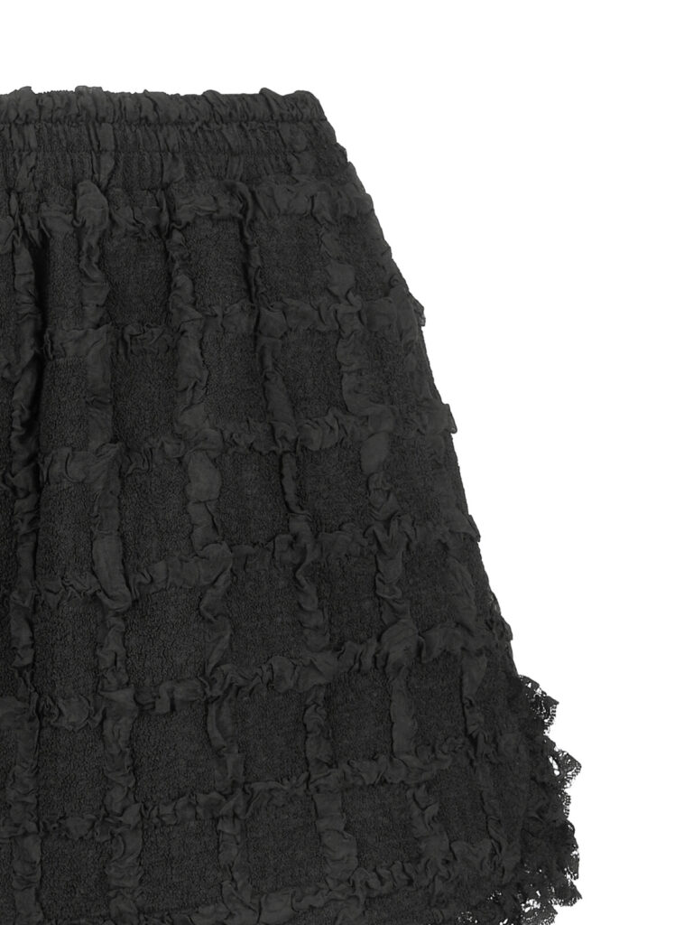 #124 Lace Trim Jacquard Shorts (Black)