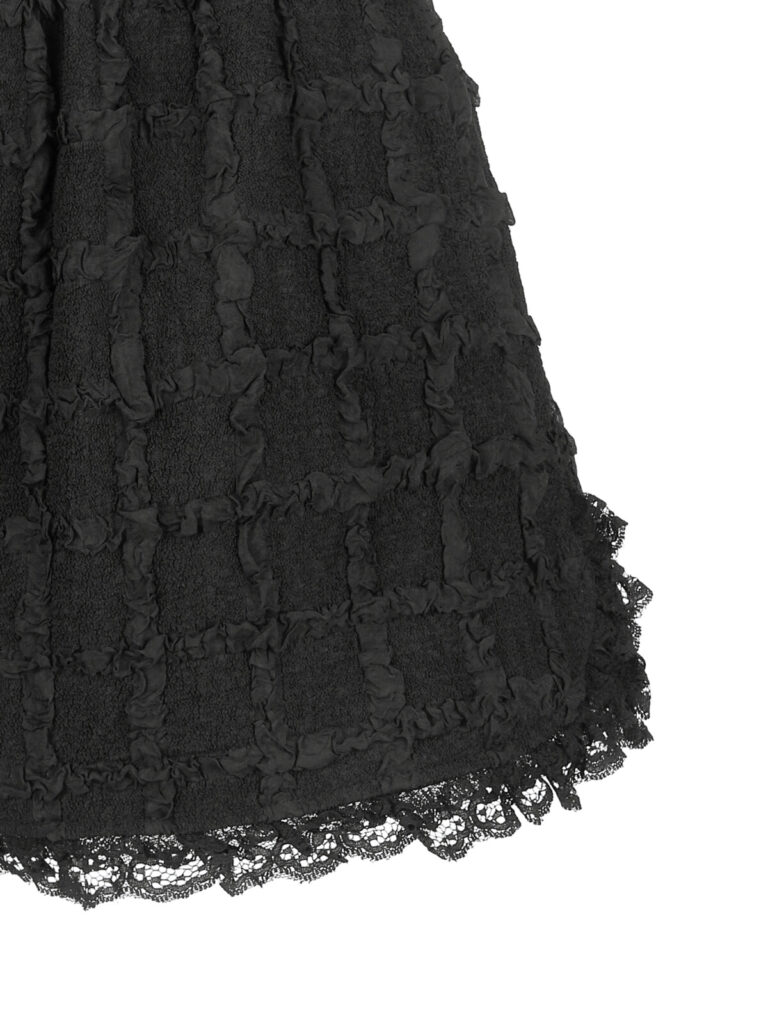 #124 Lace Trim Jacquard Shorts (Black)