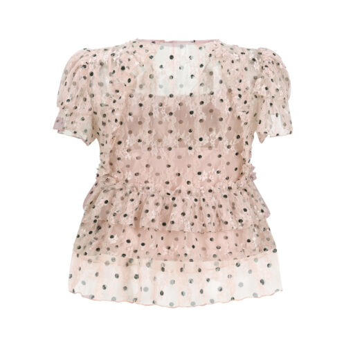 Alternative view of #125.1 Polka Dot Ruffle Blouse (Pink)