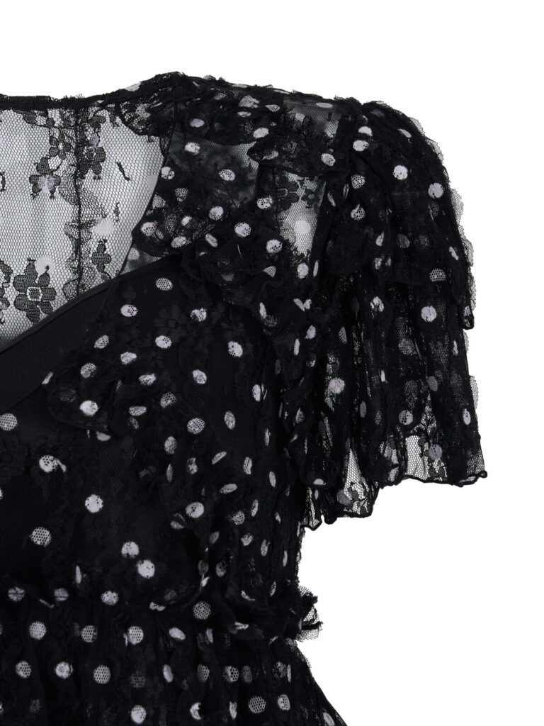 #125 Polka Dot Ruffle Blouse (Black)