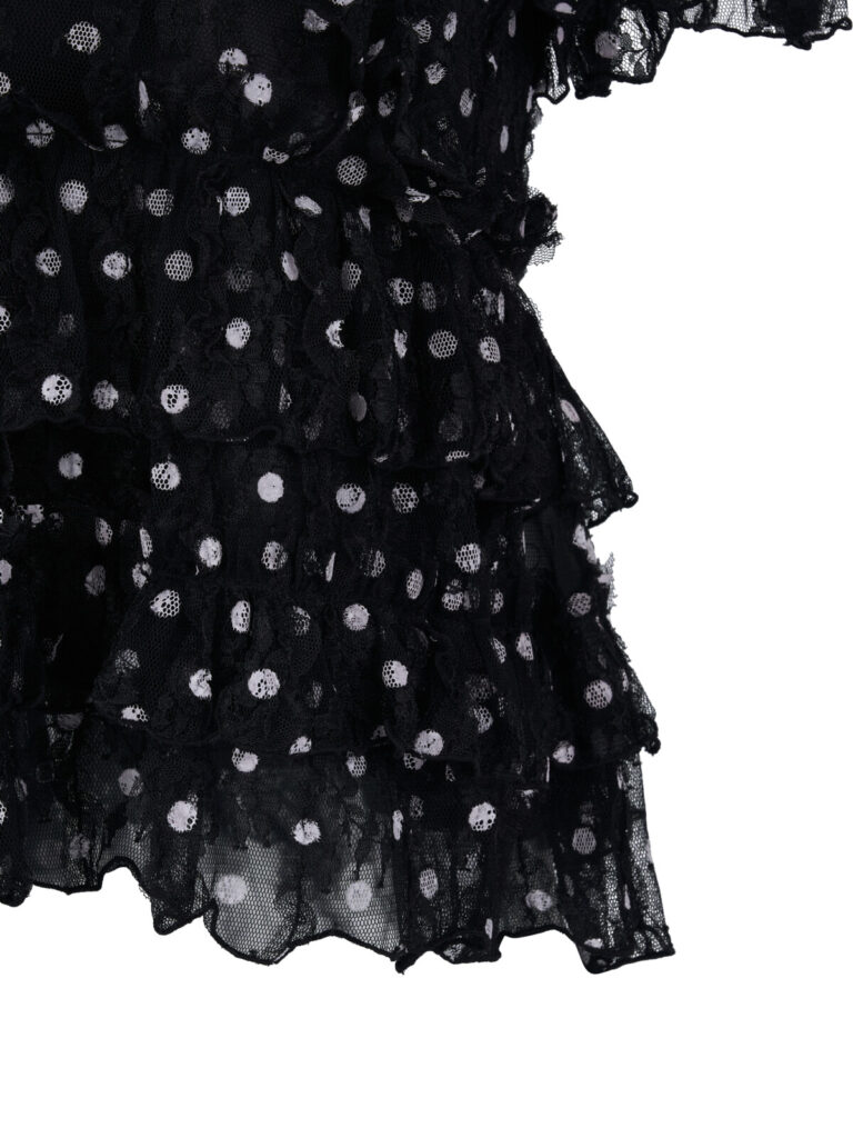 #125 Polka Dot Ruffle Blouse (Black)
