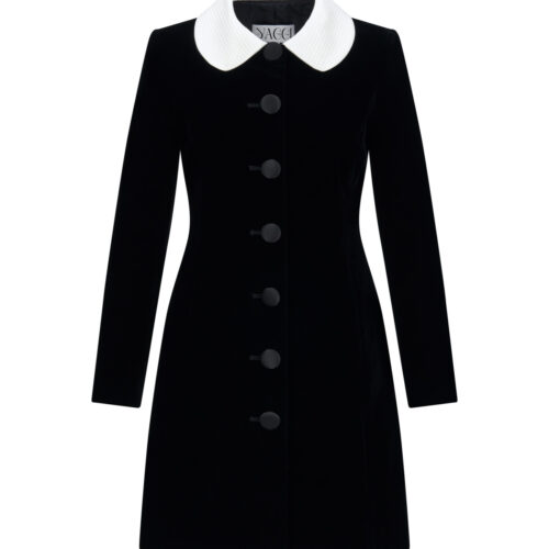 #134 Agehara White Collar Velvet Dress