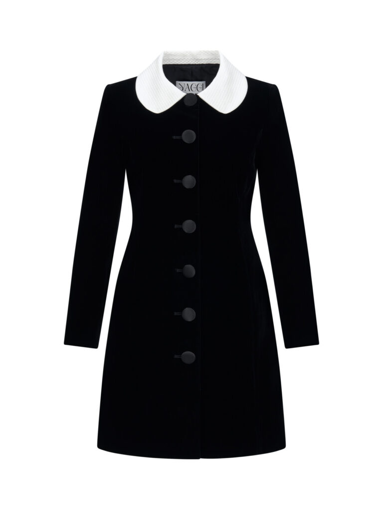 #134 Agehara White Collar Velvet Dress