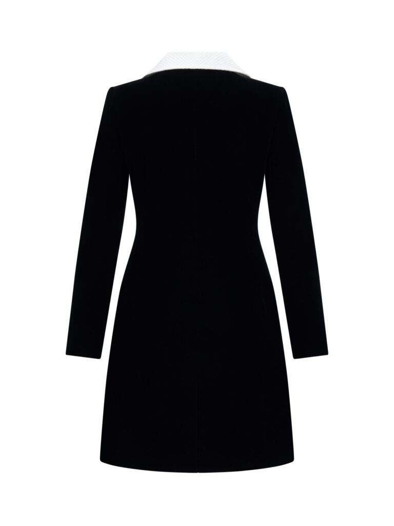 #134 Agehara White Collar Velvet Dress