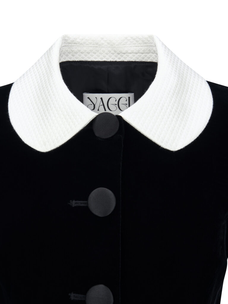 #134 Agehara White Collar Velvet Dress