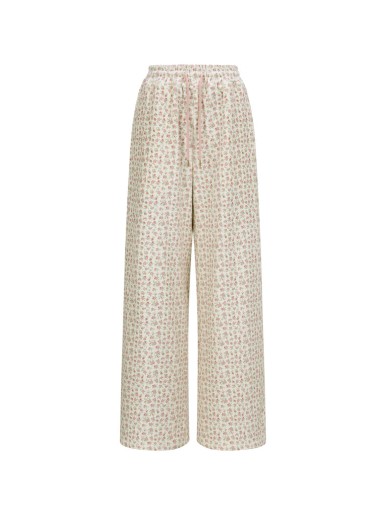#140 Soft Floral Tracksuit Bottoms (Cream)