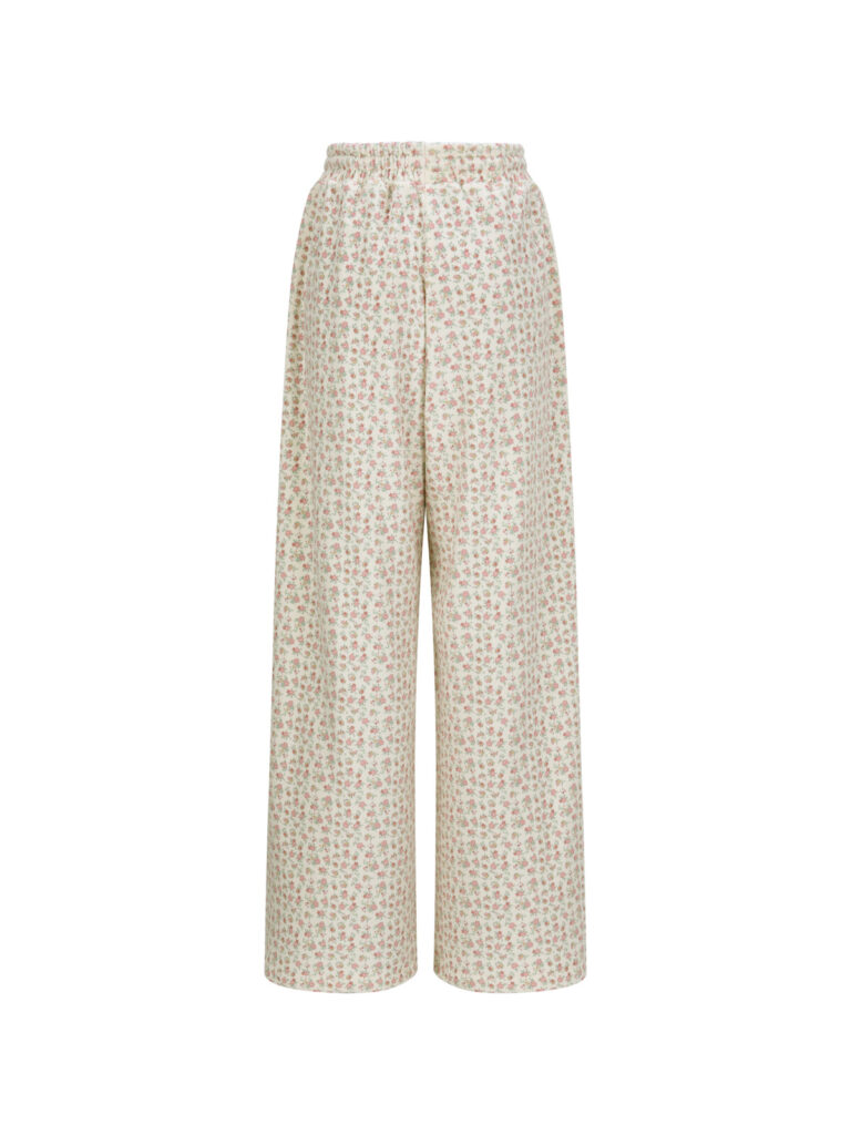 #140 Soft Floral Tracksuit Bottoms (Cream)