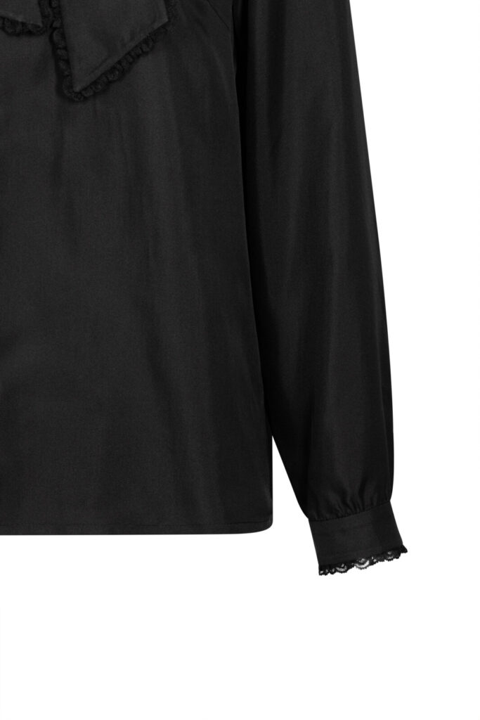 #141 Champagne Silk Bow Blouse (Black)