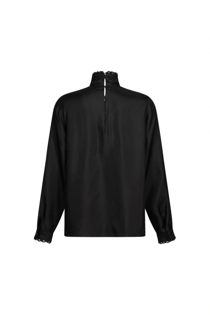 #141 Champagne Silk Bow Blouse (Black)