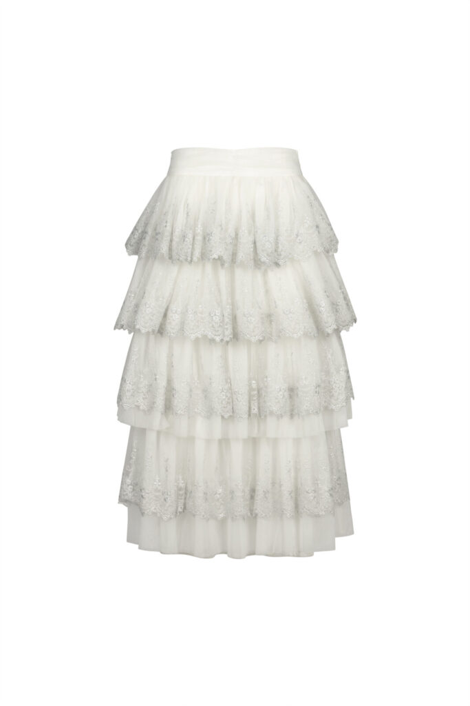 #142.1 Sophie Lace Tulle skirt (White)