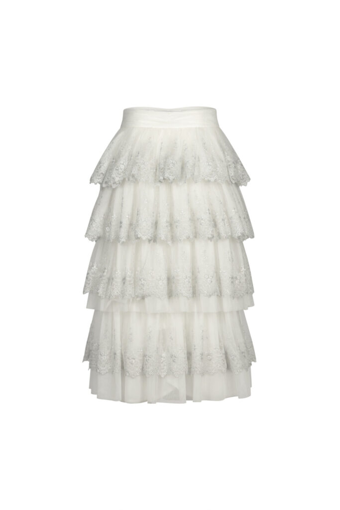 #142.1 Sophie Lace Tulle skirt (White)