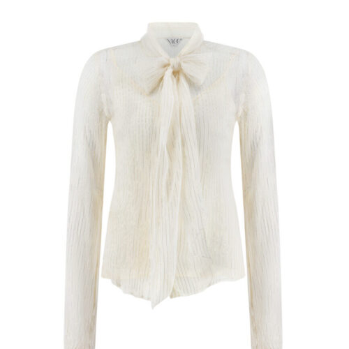 #149 Italian Chiffon Silk Bow Blouse