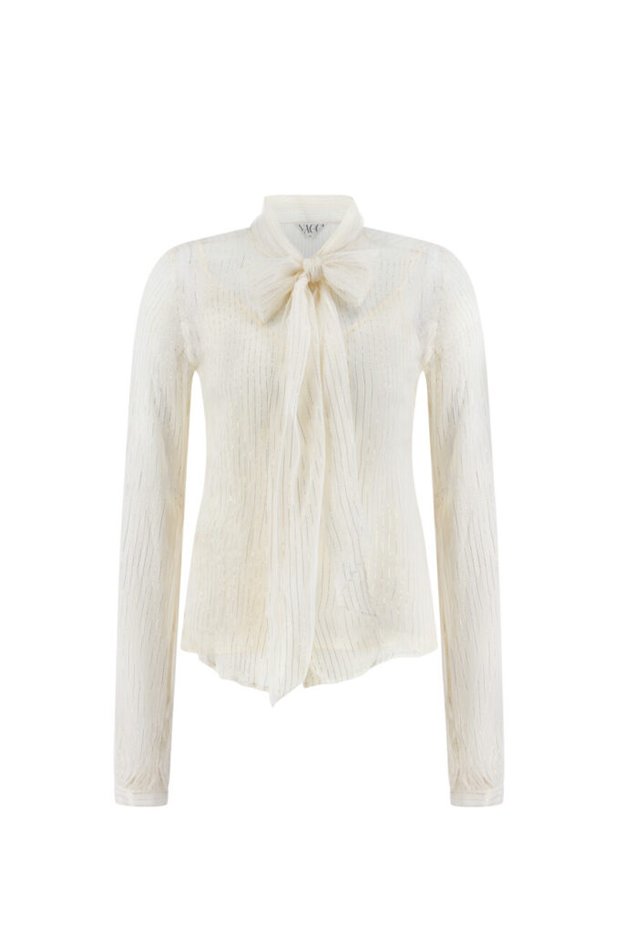 #149 Italian Chiffon Silk Bow Blouse