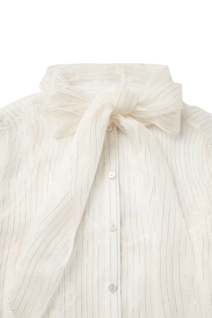 #149 Italian Chiffon Silk Bow Blouse