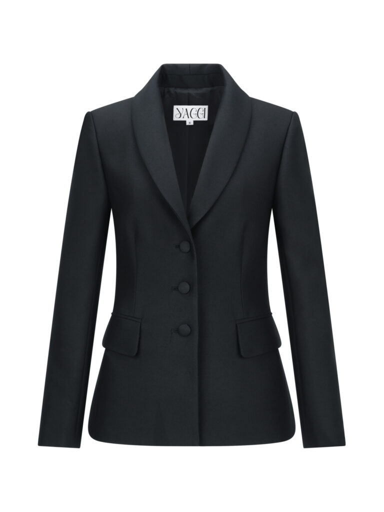 #148 Wool Silk Tailored Jacket (Black)