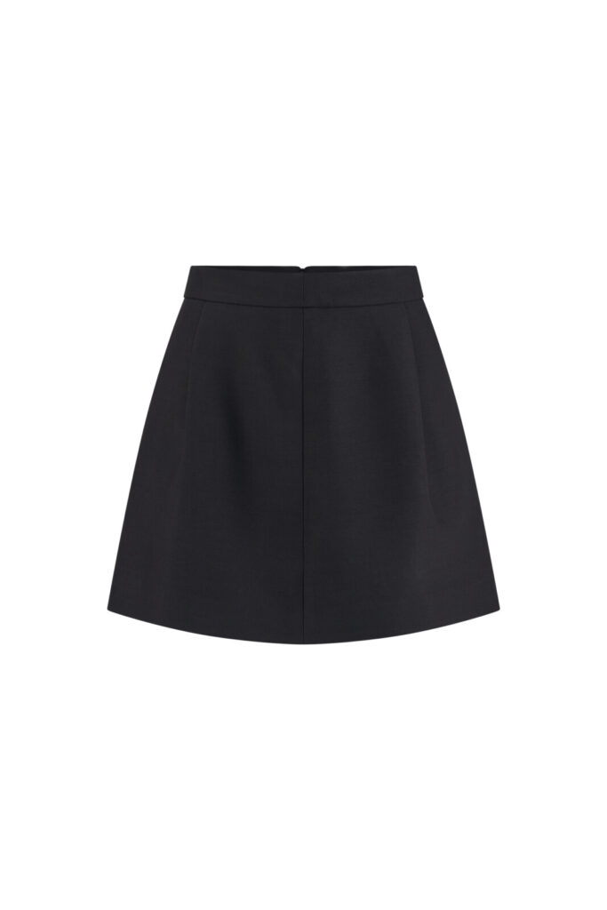 #148.2 Wool Silk Tailored Skirt (Black)