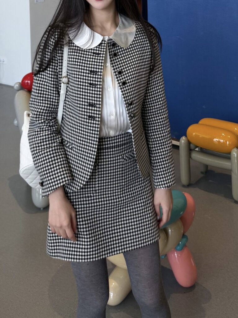 #150.1 Ceramic Button Check Skirt