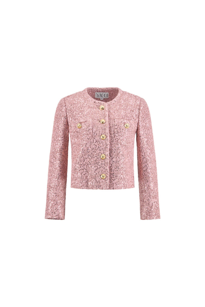 #152 Dusty Rose Sequin Lace Jacket