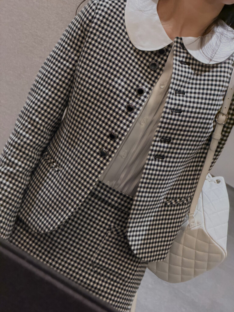 #150.1 Ceramic Button Check Skirt