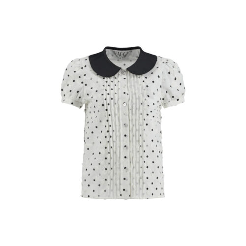 #161.1 Round Collar Polka Dot Blouse