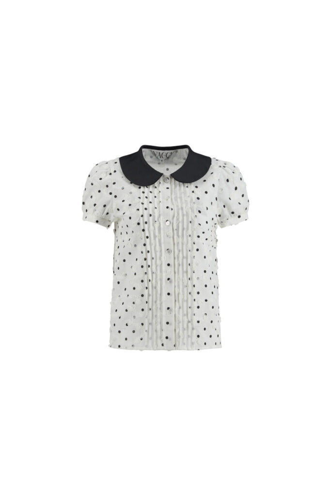 #161.1 Round Collar Polka Dot Blouse