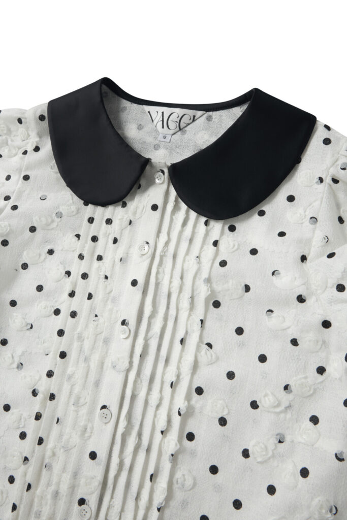 #161.1 Round Collar Polka Dot Blouse