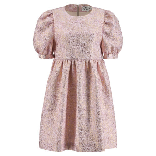 #162 Pink Lavender Silk Jacquard Balloon Dress
