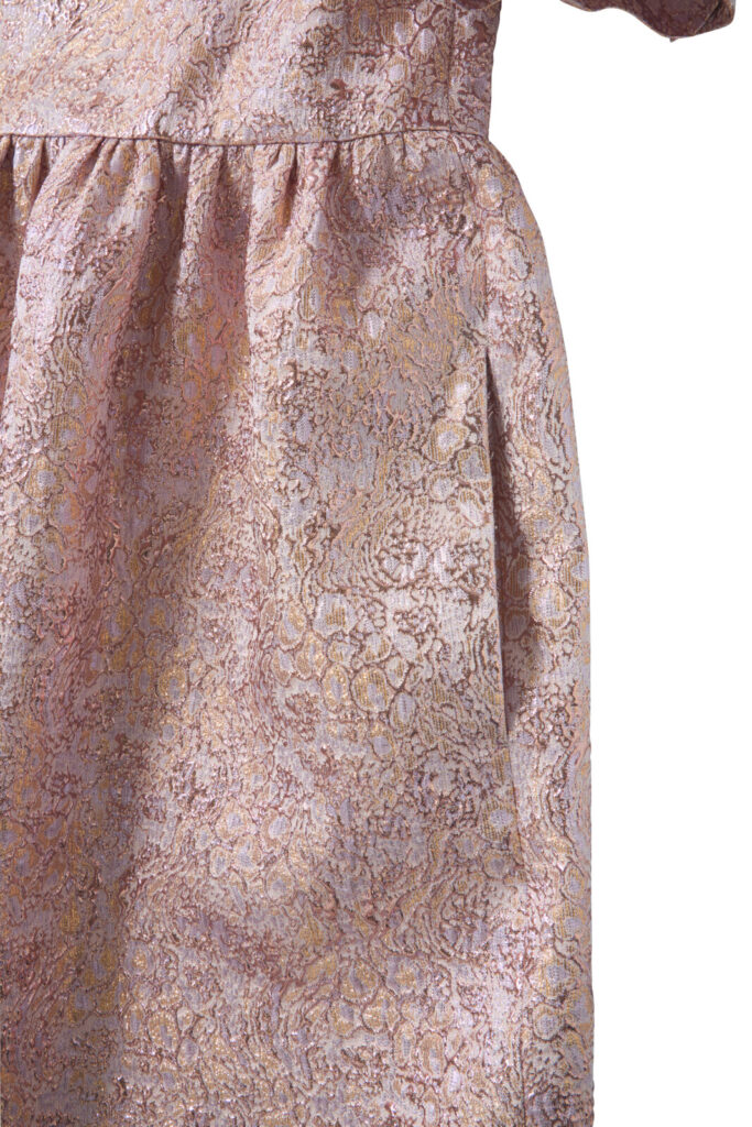 #162 Pink Lavender Silk Jacquard Balloon Dress