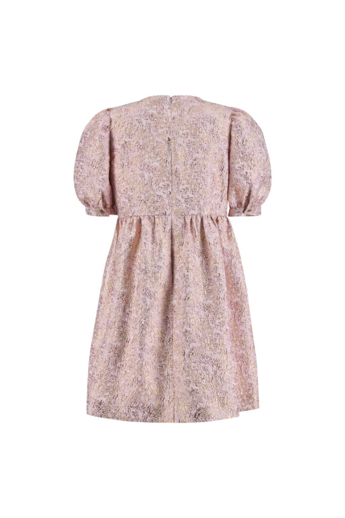 #162 Pink Lavender Silk Jacquard Balloon Dress