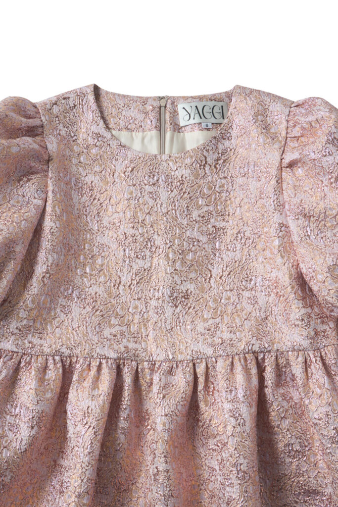 #162 Pink Lavender Silk Jacquard Balloon Dress
